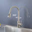 Robinet de cuisine à poignée simple en nickel brossé-111996124