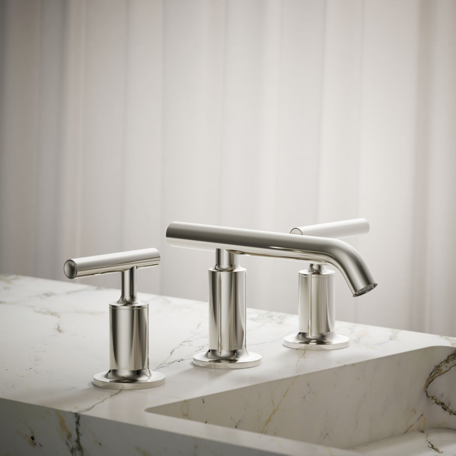 Purist Widespread Bathroom Faucet with Drain Assembly, Vibrant Polished Nickel