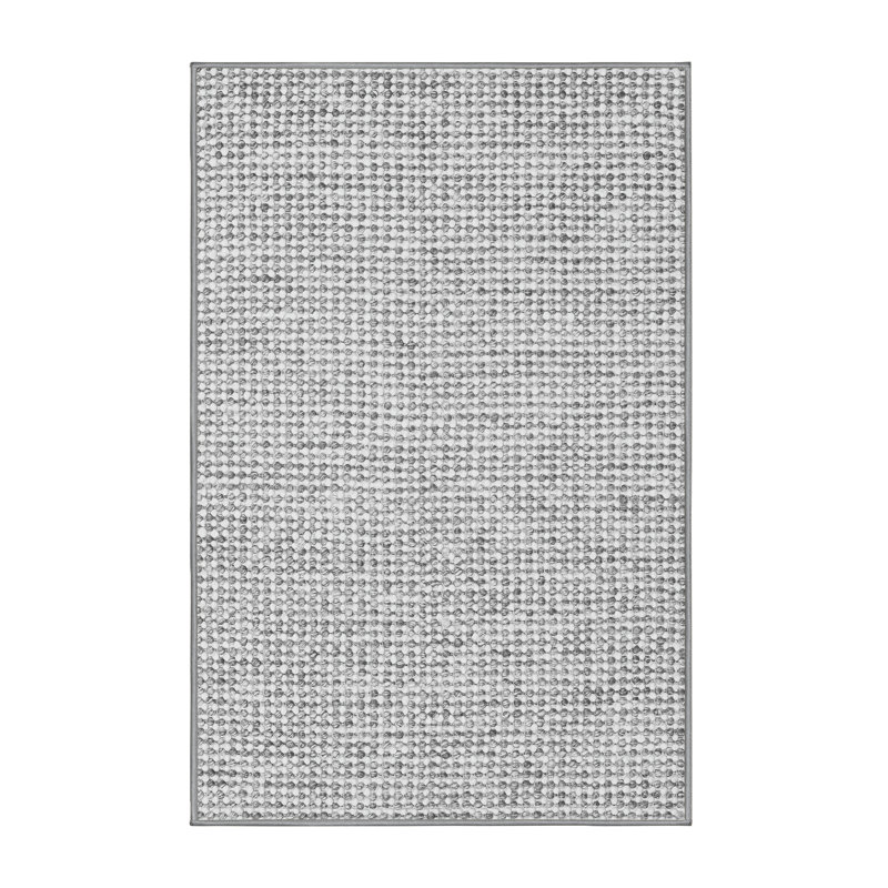 Tapis gris / blanc tissé à la machine Claverack, Rectangle 7 pi x 9 pi
