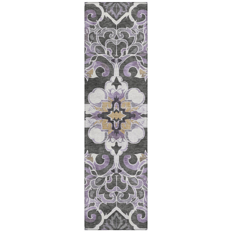 Machine Washable Indoor/Outdoor Xhevrie Purple Rug, Runner 2'3" x 7'6"