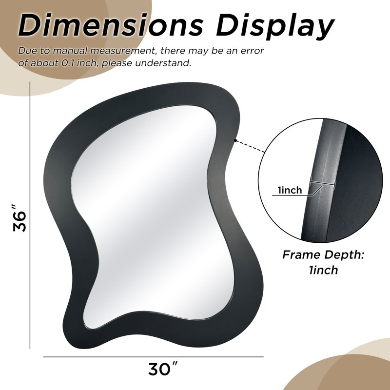 Miroir mural en bois (ensemble de 2), H 36 po x l 30 po, Noir, noir, noir, noir