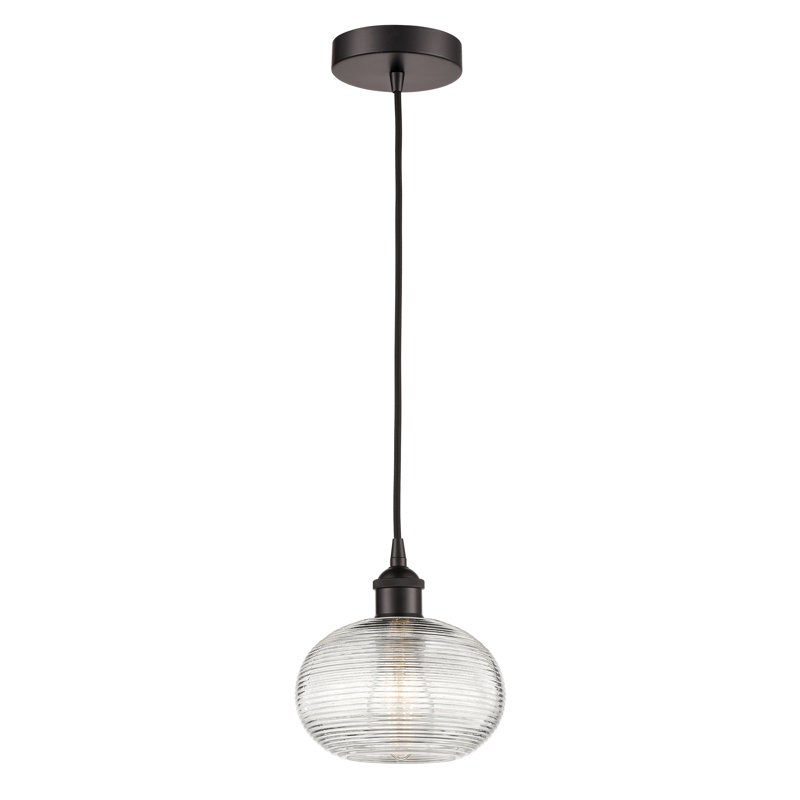 Luminaire suspendu à 1 lumière Edison Jerard-616-G555, H 8,25 po x l 8 po x P 8 po, Bronze huilé