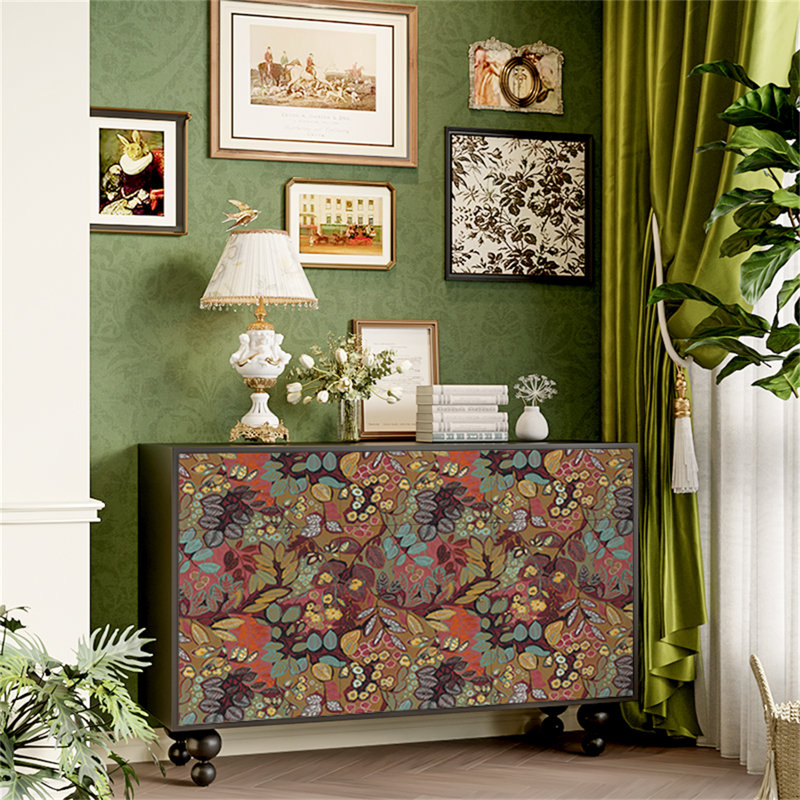 Commode et buffet peints pour hall d'entrée, Noir / multicolore