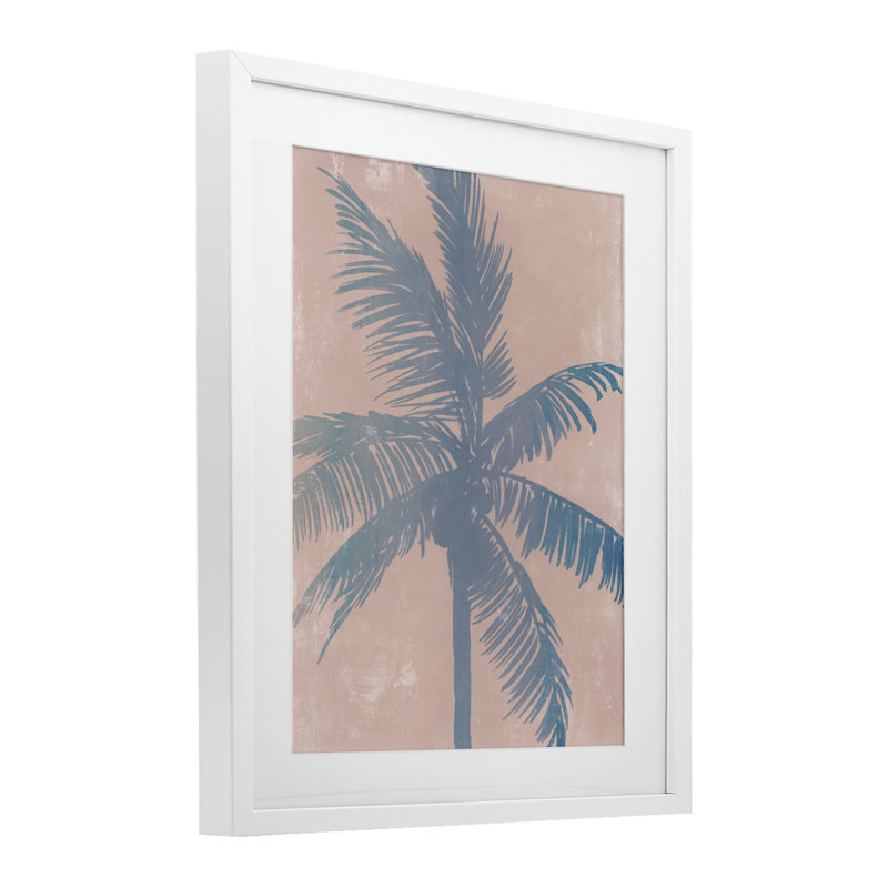 «Tropical Haze Palm Tree», reproduction encadrée sous verre, conception de Ian C., H 21 po x l 17 po, Cadre blanc côtier