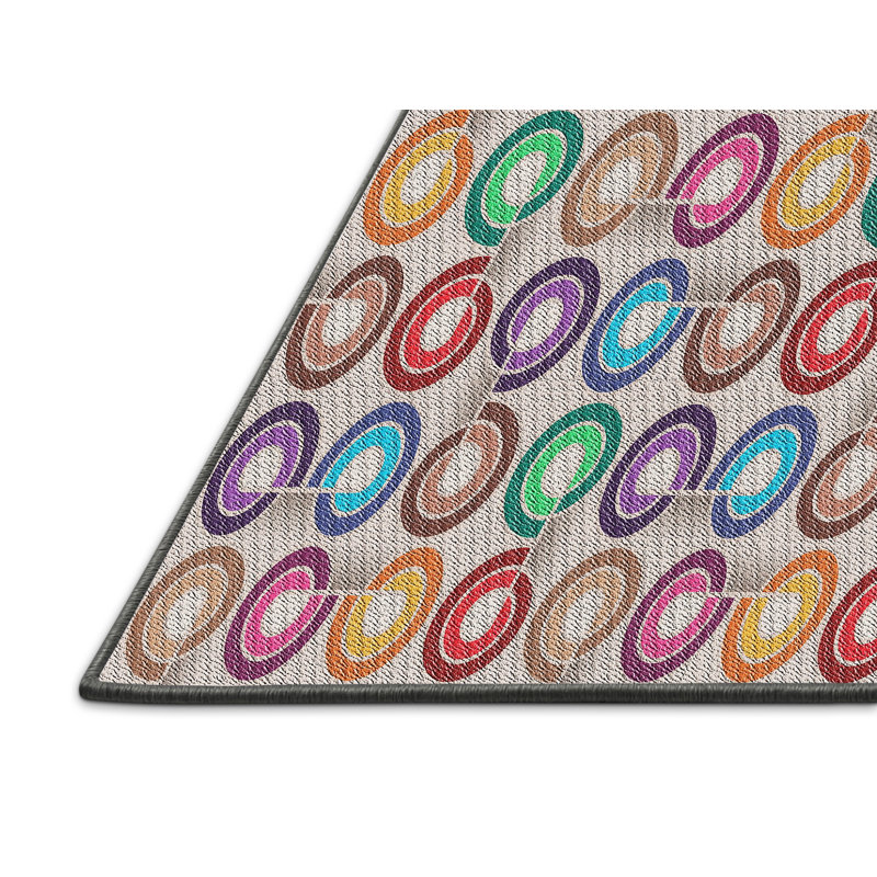 Tapis gris motif/orange/jaune, Rectangulaire 8 pi x 12 pi