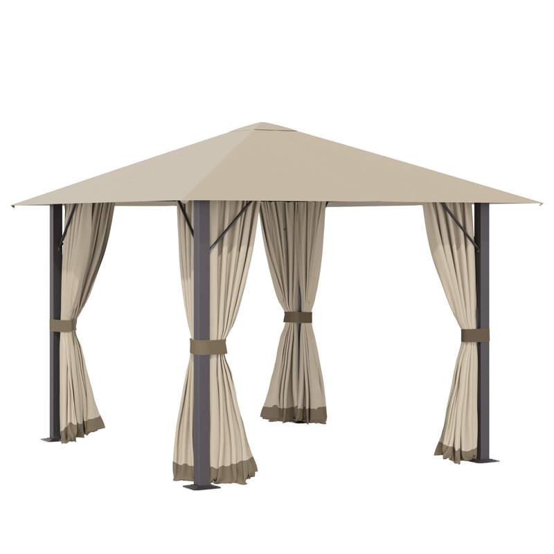 Pavillon de jardin en acier, Kaki, H 102 po x l 116,4 po x P 116,4 po