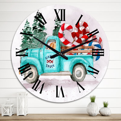 Camion bleu avec chauffeur d'ours - horloge murale industrielle