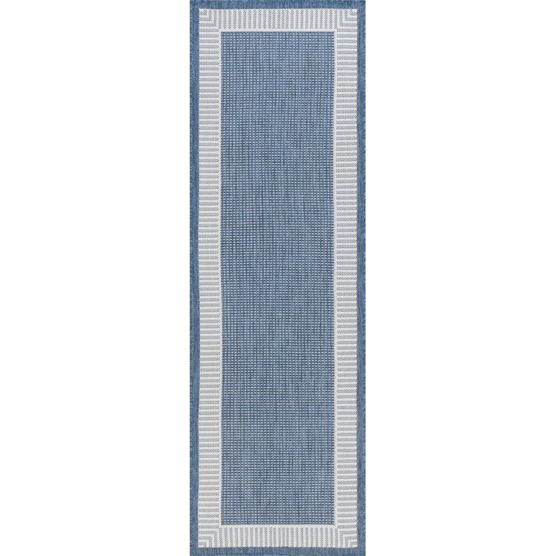 Tapis bleu à tissage plat Dexter, Tapis de couloir 2 pi 8 po x 9 pi 10 po