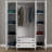 Modern Wardrobe with Metal Handle, White & Wood Finish, 63.0 x 76.8 x 21.3 inches | 100% Chipboard & MDF Frame, Thickness: 0.7 inches | Numerous Shelves, Wall-Mountable, Stylish Storage Solution for Any Bedroom