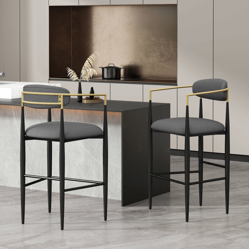 Ensemble de 2 chaises de salle à manger avec tabouret de bar, Gris