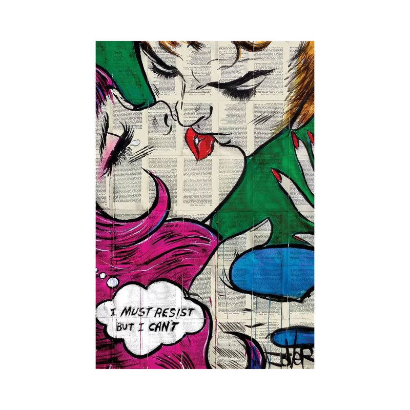 "Resistant Pop Art" par Loui Jover - peinture sur toile tendue, H 12 po x l 8 po x P 0,75 po