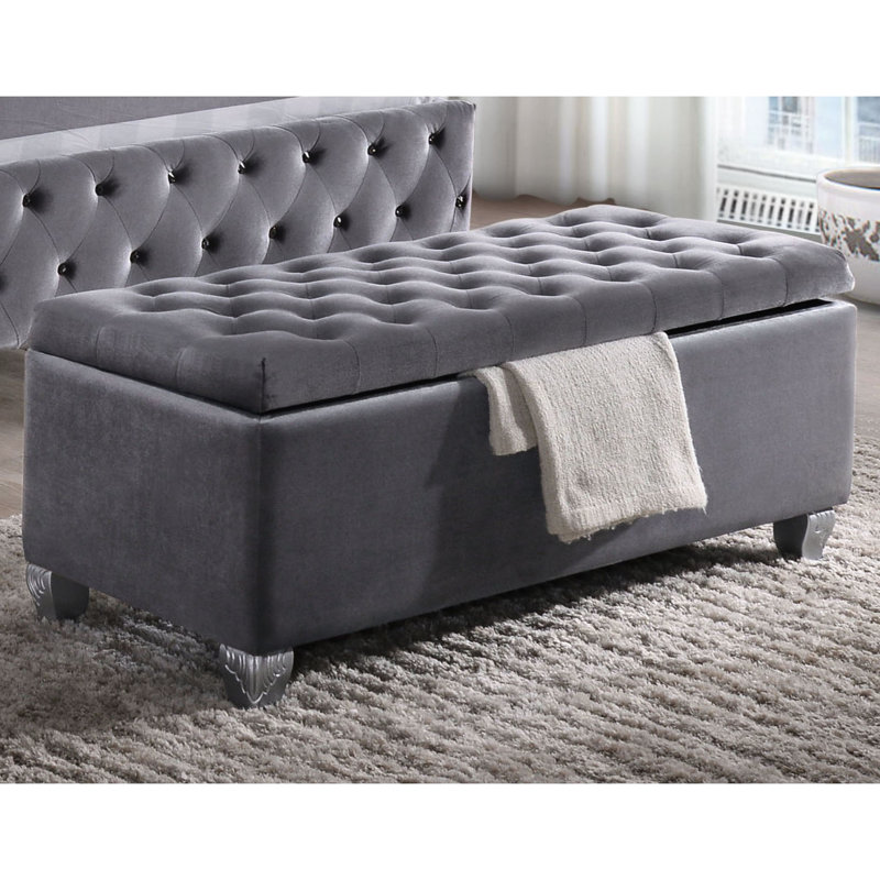 Comfortable Grey Bedroom Lift-Top Storage Bench With For - Luxury Style