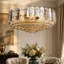 Luminaire suspendu rond en cristal 24 pouces champagne doré, 11 lumières avec chaîne réglable
