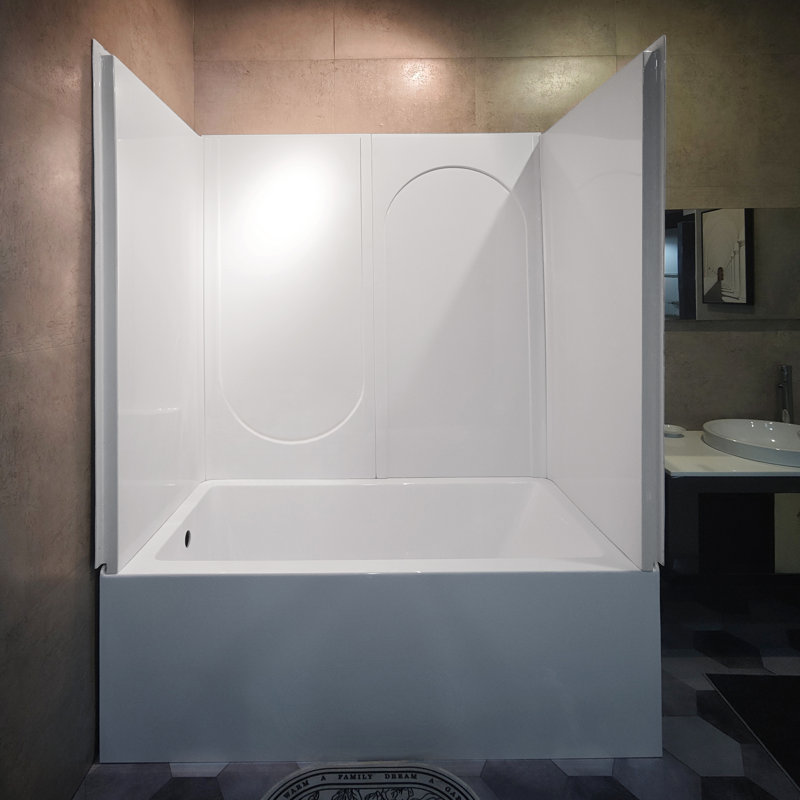 4-Piece Tub and Shower Wall Panels Arcylic Shower Surround Kit In White, 60" H x 60" W x 32" D