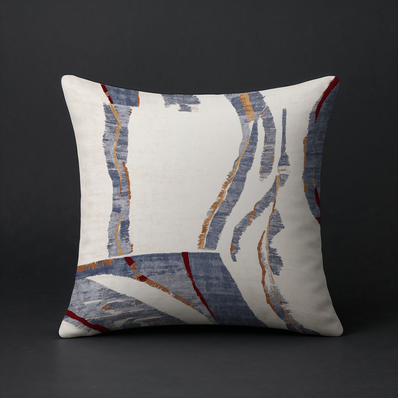 Coussin décoratif intérieur et extérieur Modern, Gris abstrait 6, Carré 18 po
