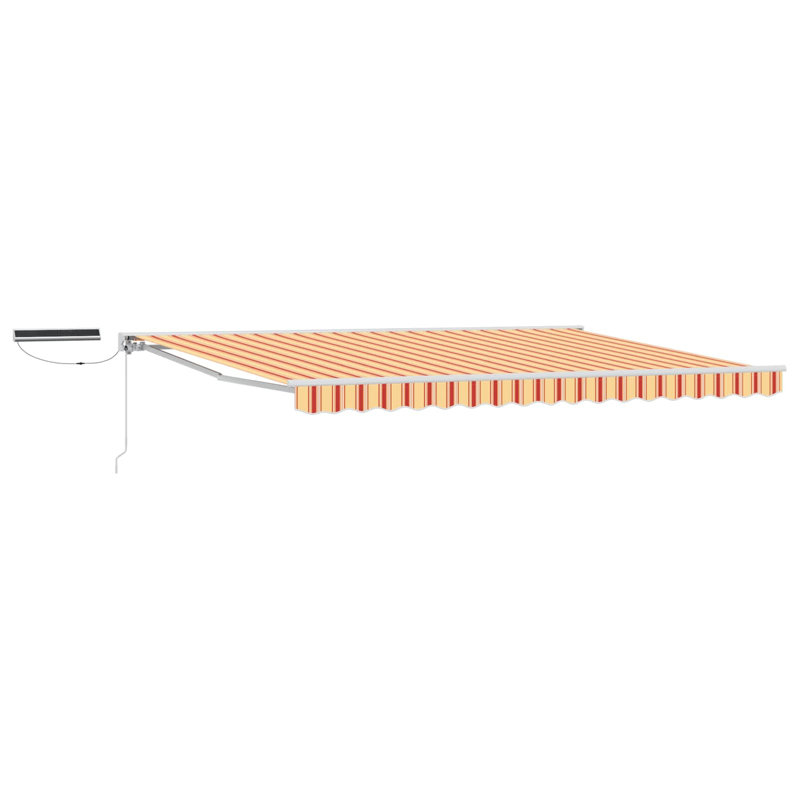 VidaXL Polyester Cover Retractable Patio Awning, Striped, 450cm W x 350cm D, Yellow/Orange/White