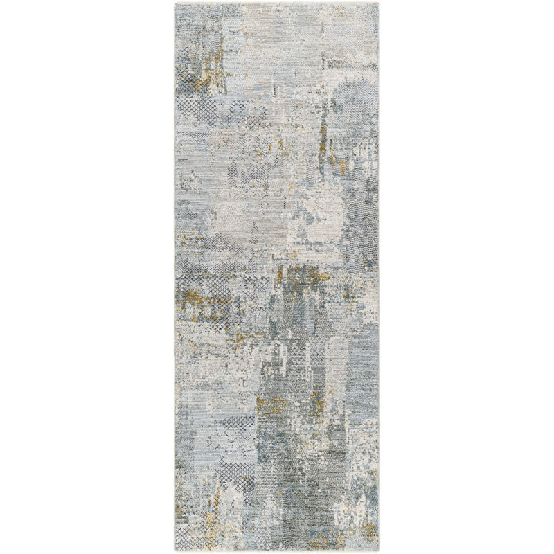 Delia Machine Woven Modern Olive Area Rug, Runner 2'7" x 7'3"