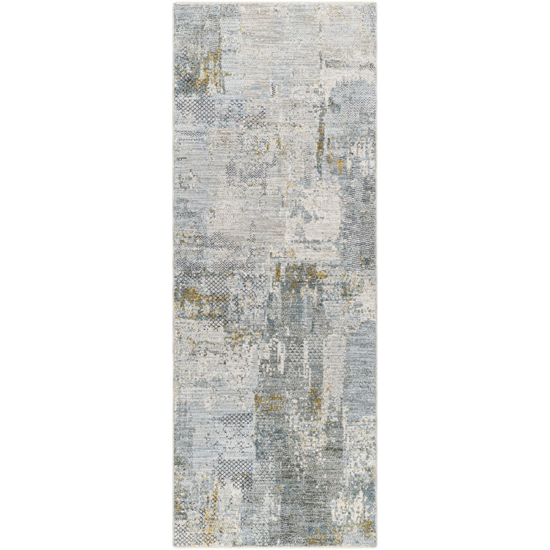 Delia Machine Woven Modern Olive Area Rug, Runner 2'7" x 7'3"