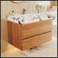 Meuble-lavabo flottant moderne de 29,9 po avec comptoir en faux marbre et lavabo encastré en céramique, fixation murale pour petits espaces