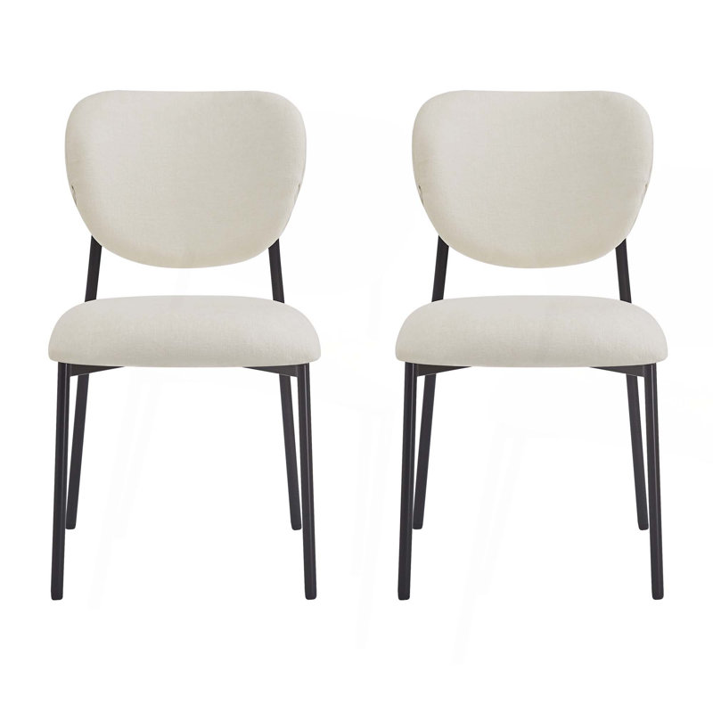 Chaises de salle à manger rembourrées avec pieds en métal, beige
