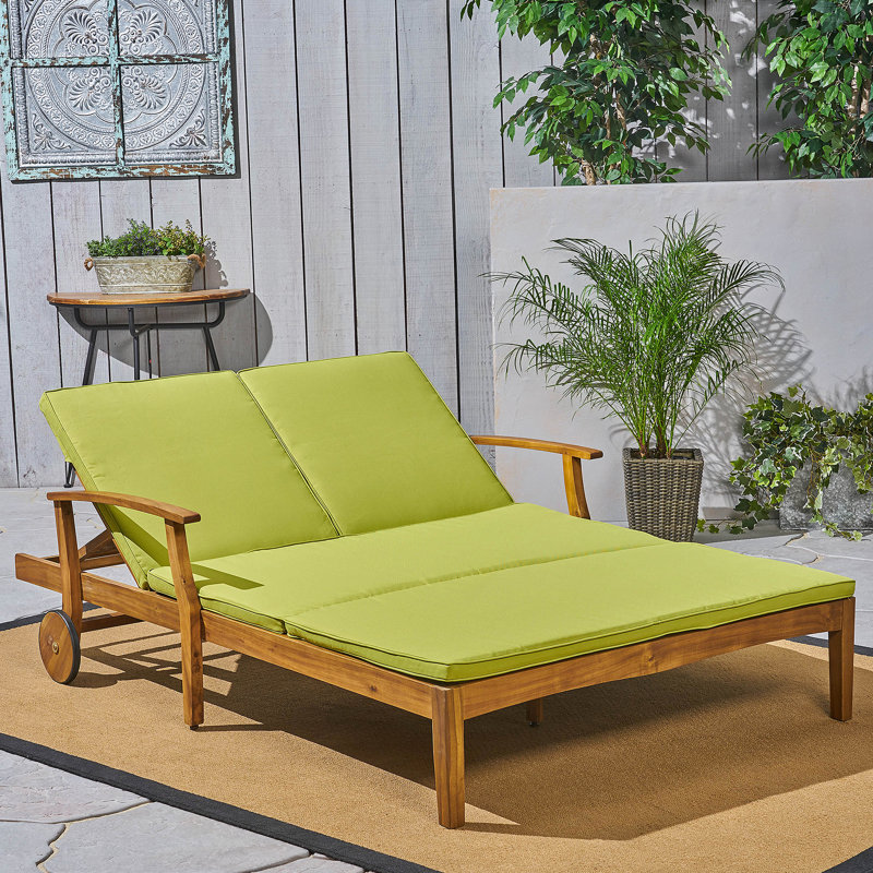 Double chaise longue de patio avec coussin, Vert