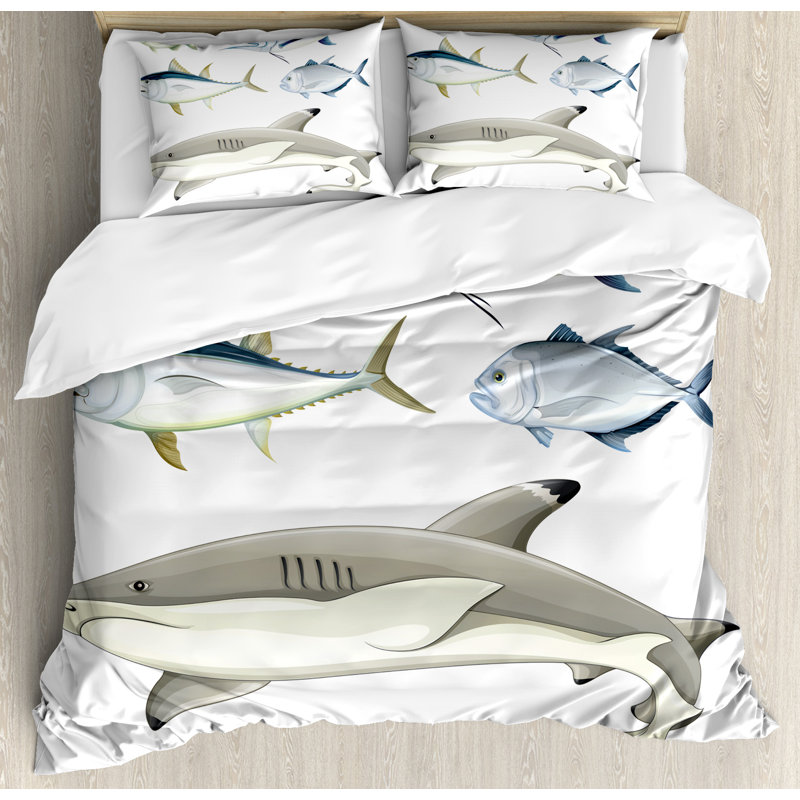 Ocean Animal Coastal Polyester Duvet Cover, King