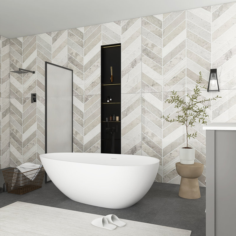 Baignoire de trempage autoportante de 59 po x 31 po