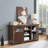 61.7"W*14.98"D*31.7"H Barn Design Home Entertainment Console In With 6 Cable Management Cutouts And Multifunctional Storage 2 Doors Tv Stand Cutouts, 3 Adjustable Shelfs Use Anywhere