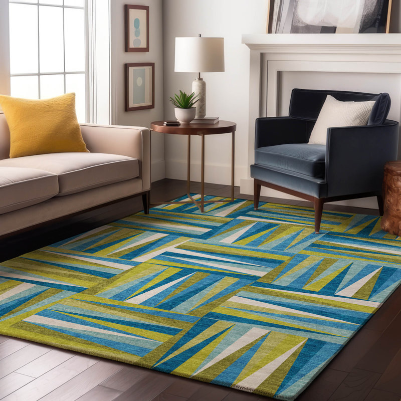 Premium Machine Washable Collett AMF1012 Squares Rug, Rectangle 8' x 10'
