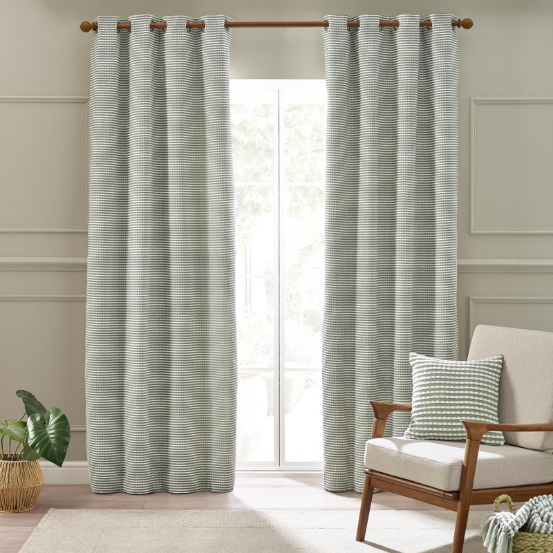 Stab Stitch Lined Eyelet Curtains, Sage Green, 66x90 Inch