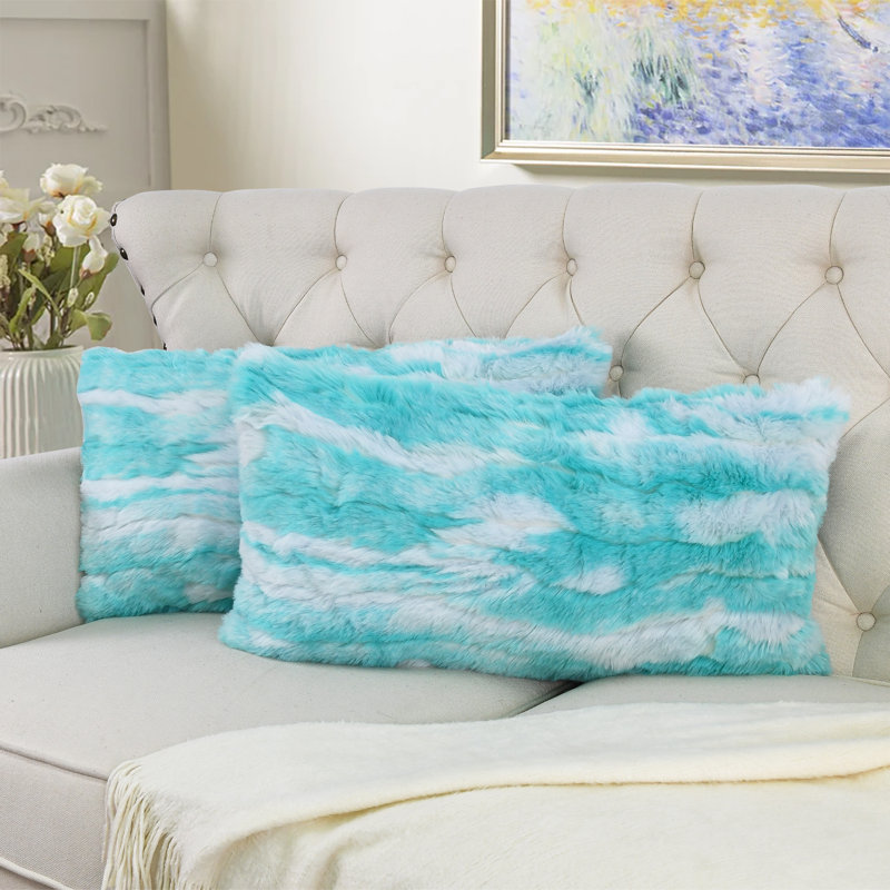Abstract Rectangular Cushion Cover, Blue Turquoise