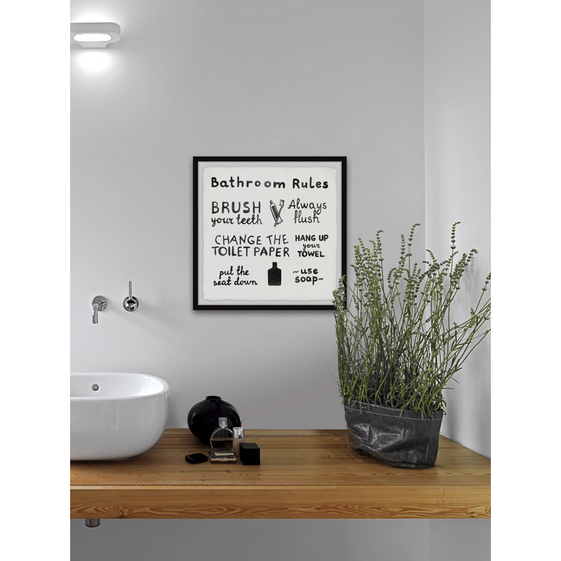My Bathroom Rules - Single Picture Frame Print, 81cm H x 81cm W x 3.81cm D
