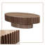 Table basse de style Mid-Century ovale à rainures sculptées avec base en bois pour les salons et les espaces de réception-448336224