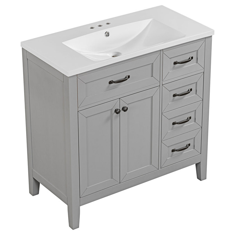 Meuble-lavabo sur pied simple 35,98 po Millstead, gris