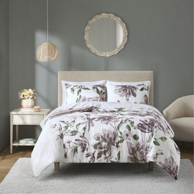 Ensemble d'édredon à très grand motif floral avec draps