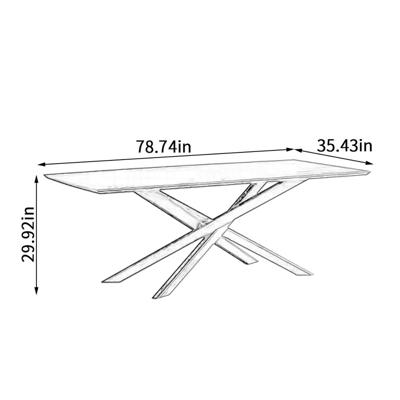 Grande table de salle à manger noire en chêne durable et innovante, H 29,92 po x L 78,74 po x l 35,43 po