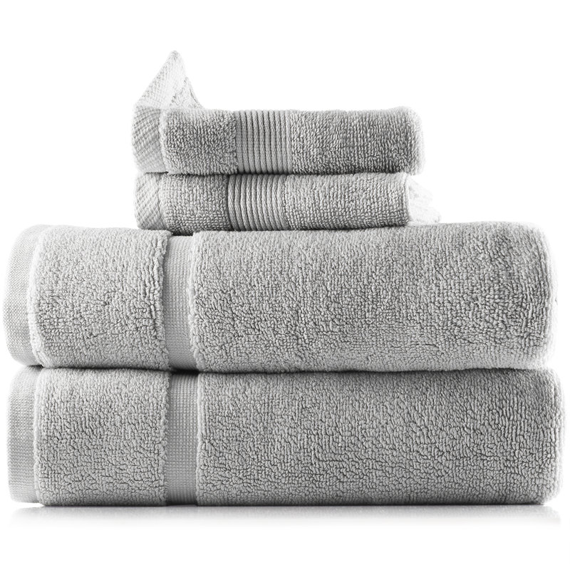Danni-Leigh 6 Piece 100% Cotton Towel Set., Gray, 4-pack Bath Set