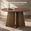 Ensemble de salle à manger 5 pièces de style traditionnel moderne avec table ronde sur pied central et 4 chaises rembourrées-2100986747