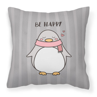 Nursery Be Happy Penquin Indoor/Outdoor Throw Pillow