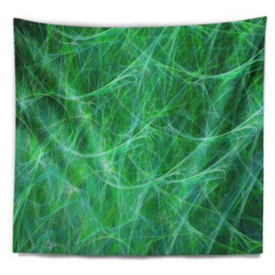 Tapisserie abstraite mystique vert veines fractales
