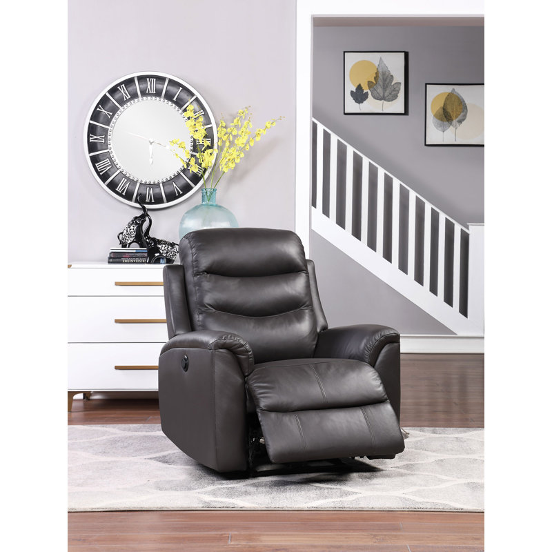 Jodeane Leather Recliner, Brown Genuine Leather