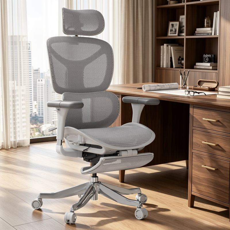 One-Touch Control Ergonomic Mesh Task Chair with 3-Level Recline Lock, High-end Office chair,Computer Chair with Adjustable Backrest & Lumbar Support & 6D Armrests & 3D Headrest