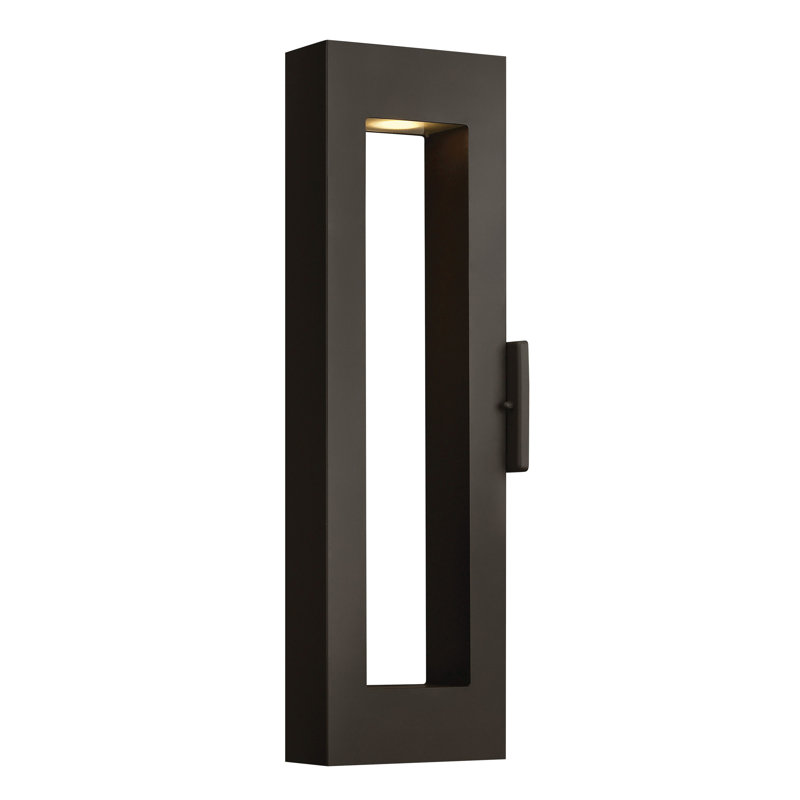 Lanterne murale d'extérieur Atlantis avec DEL intégrée, H 24 po x l 3 po, Noir satiné, DEL