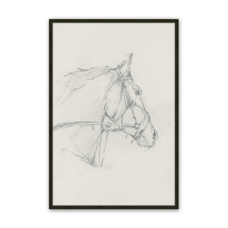 Reproduction d'art sur toile Bridled Horse, Impression sur cadre ouvert sans papier mat, Noir, H 16 po x l 12 po