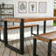 Table de salle à manger 3 pièces avec 2 bancs