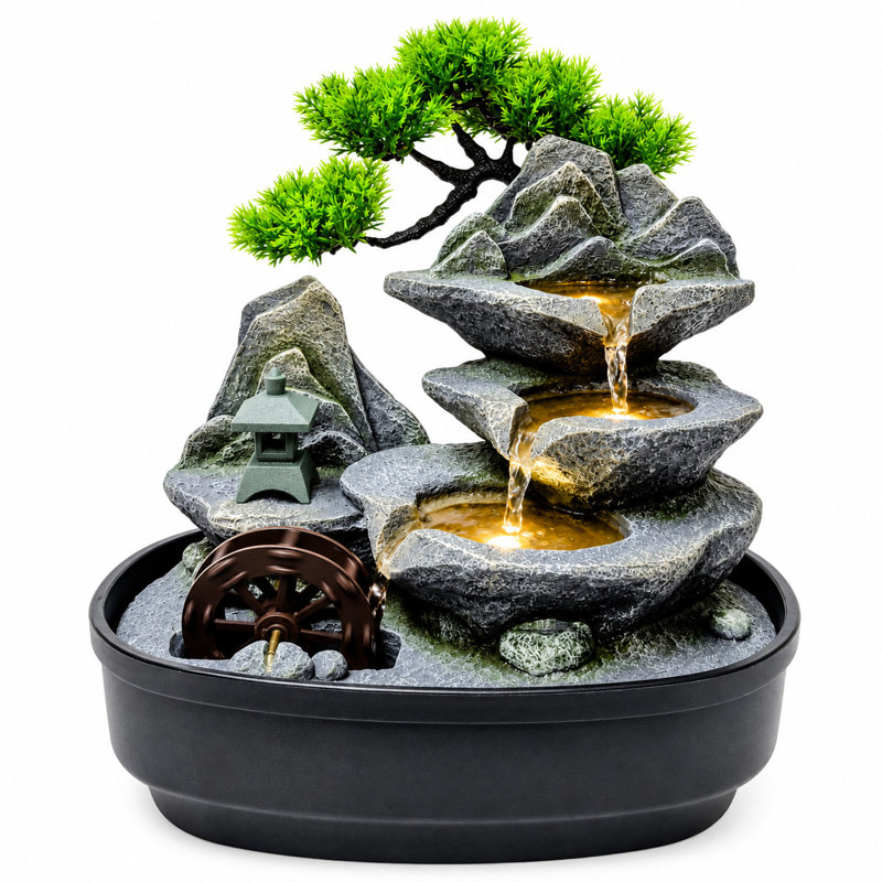 Fontaine de table 14 "H Bonsai Tree Rock Cascade