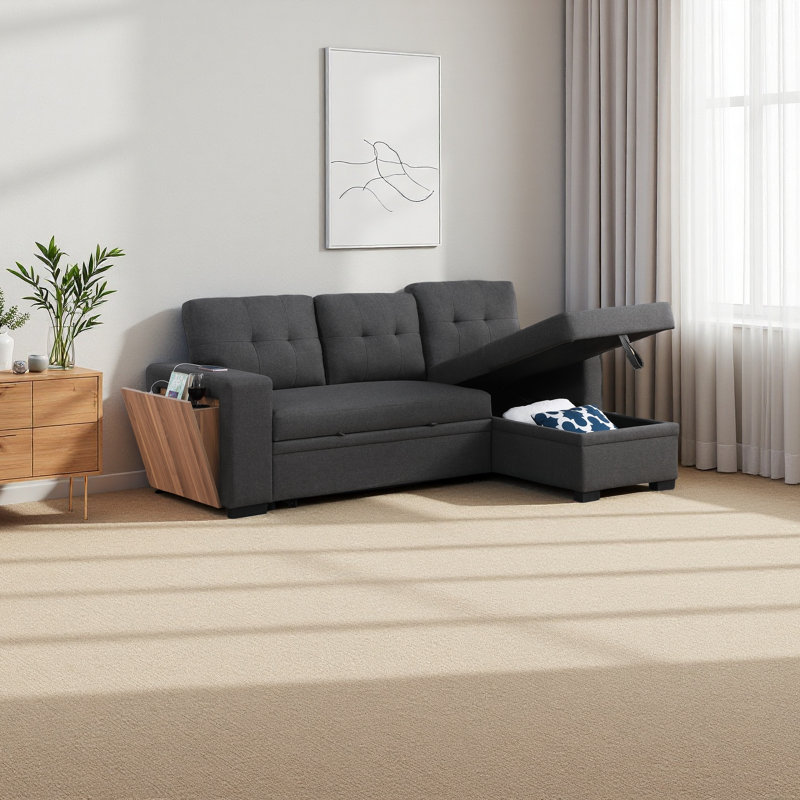 Canapé modulaire 3 pièces rembourré, Lin gris foncé