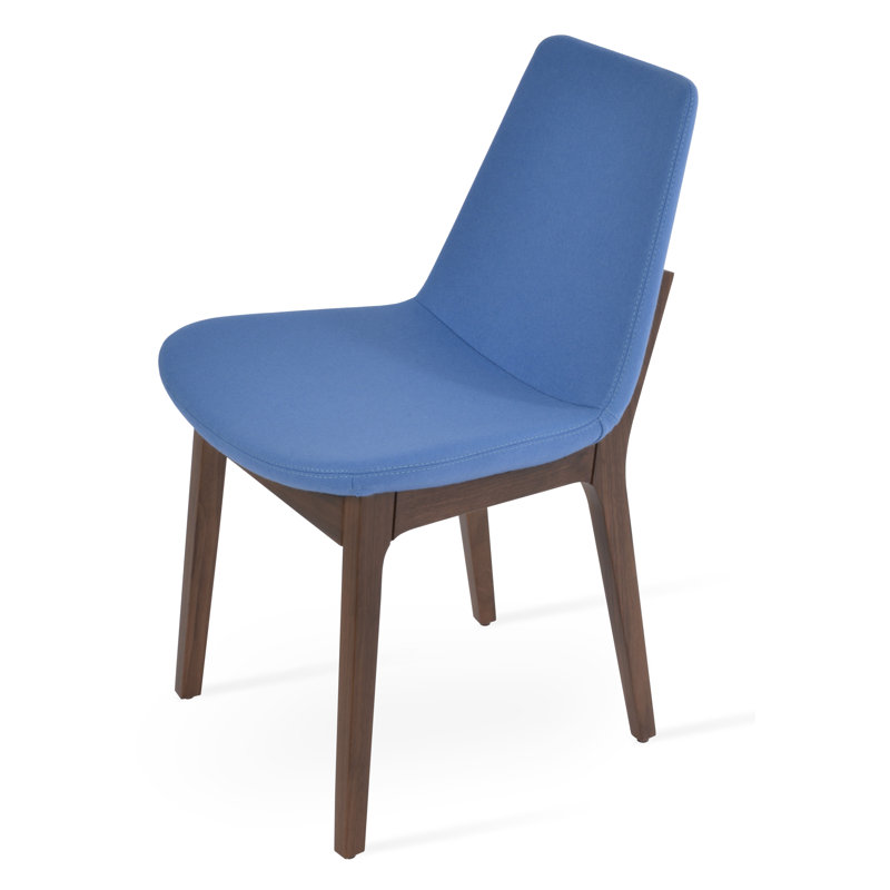 Eiffel Wood Dining Chair, Walnut, Sky Blue W