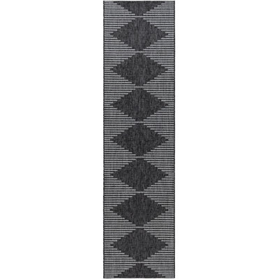 Abdulazeez Black Geometric Outdoor Rug