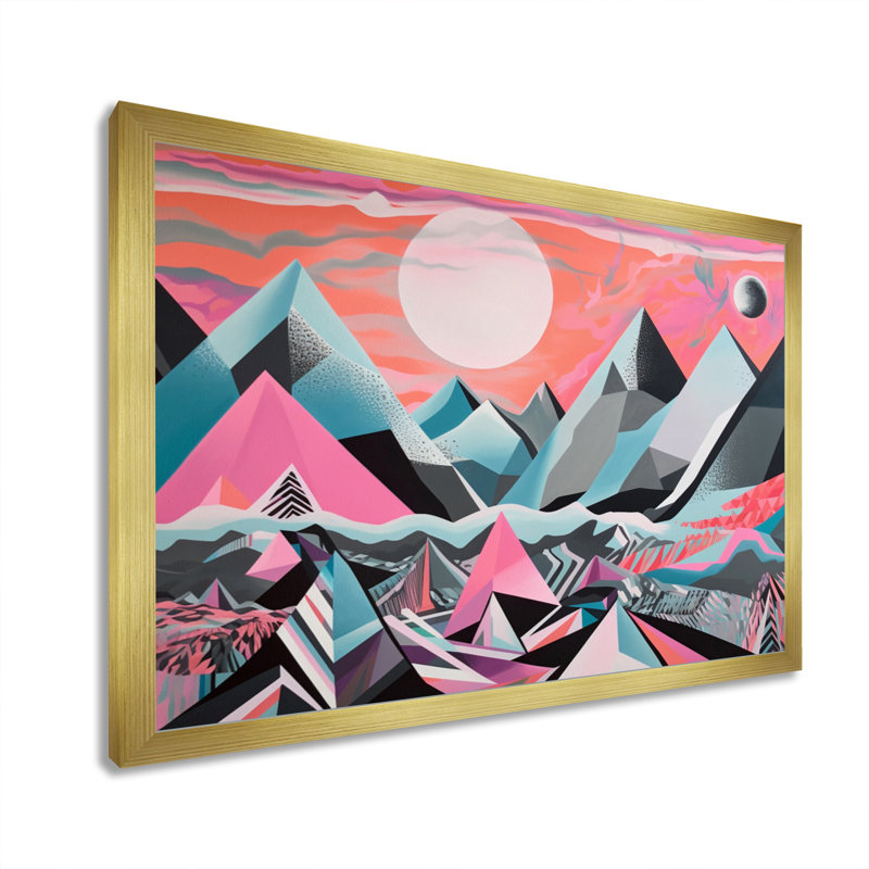 «Pink Sharp Mountains», reproduction sur toile, H 24 po x l 32 po x P 1 po, Encadrement doré